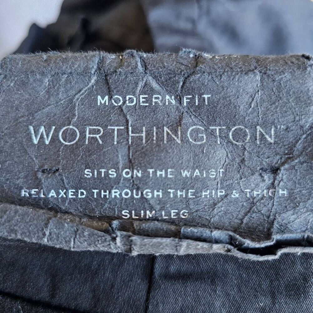 Worthington womens Sz 10P black modern fit Slim Leg crop pants - Picture 7 of 9